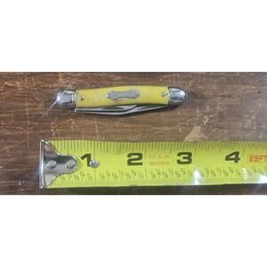 Vintage 492 Colonial Prov USA 2.75" Yellow Folding Pocket Jack Knife